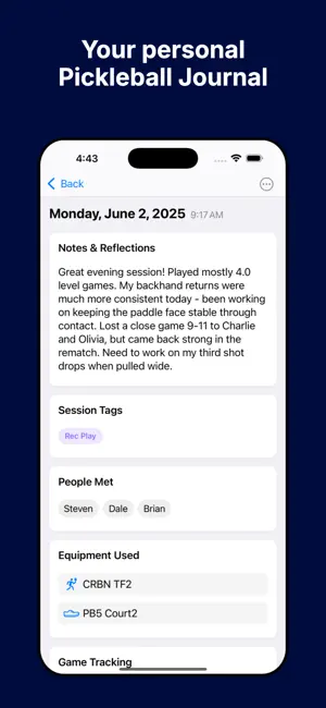Pickleball Journal+ screenshot 1