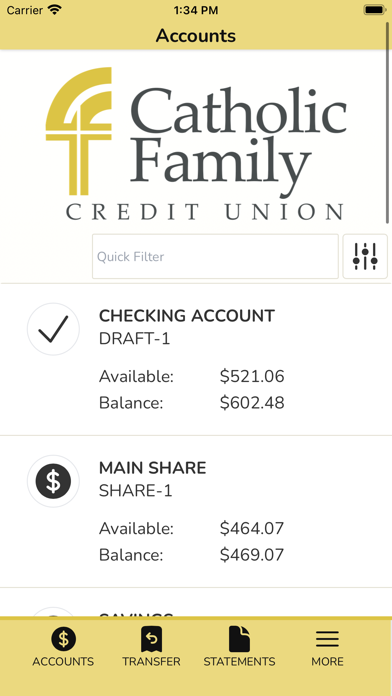 Catholic Family CU MemberNet Screenshot