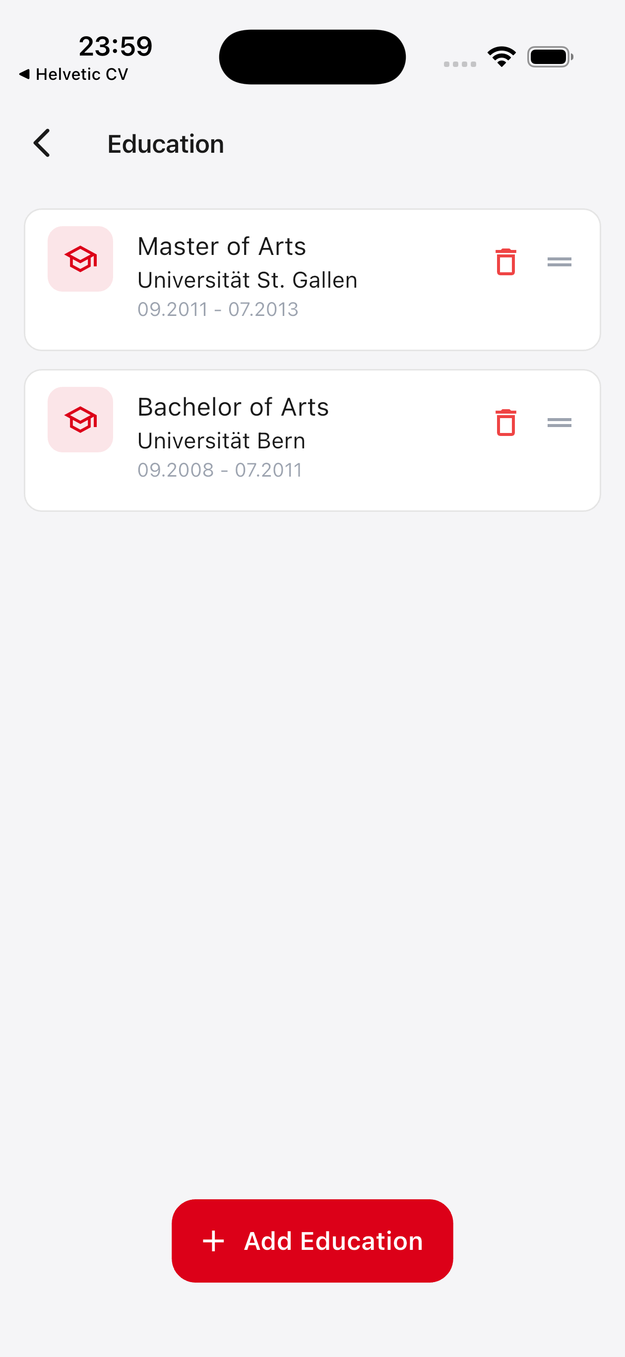 Helvetic CV screenshot 5