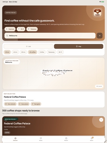 Coffee Near Me iPad screenshot