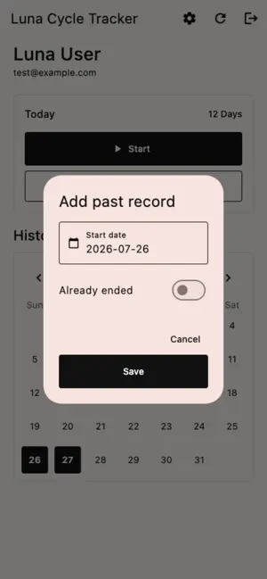 Luna Cycle Tracker screenshot 1