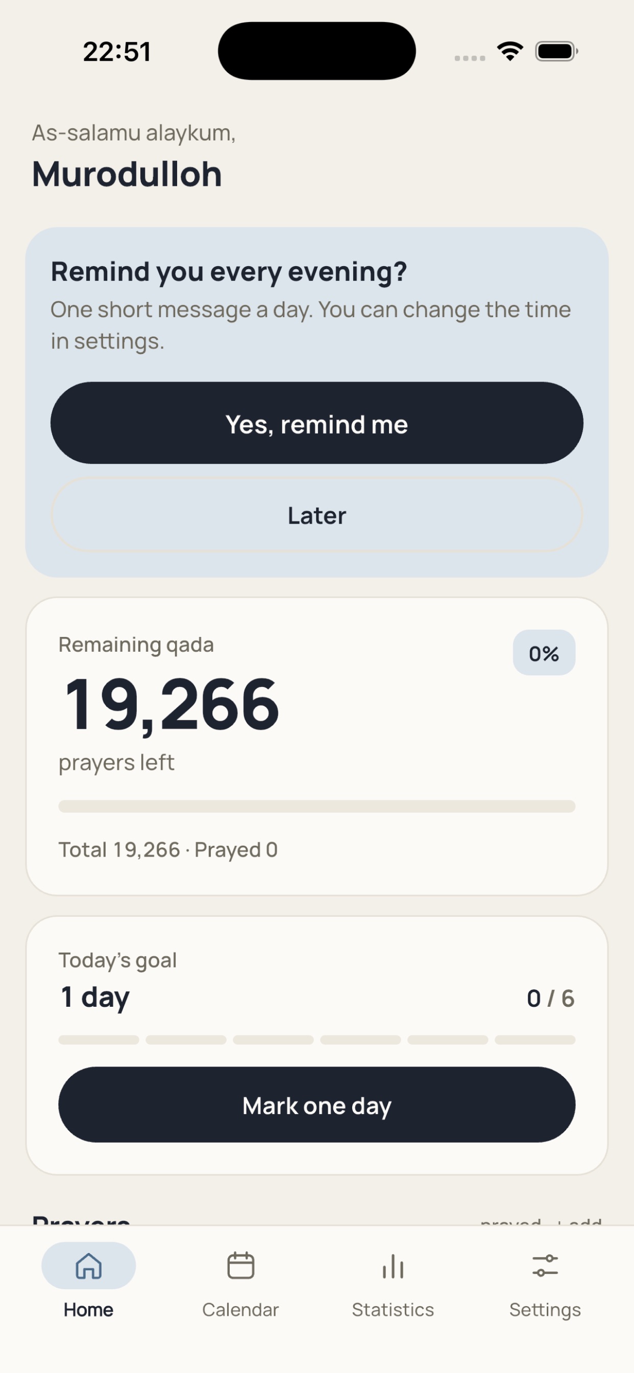 Screenshot 2 of Qadaa - tracker missed prayers