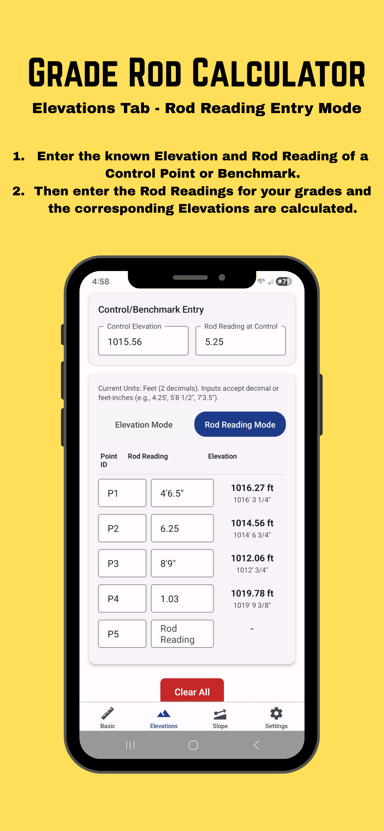 Grade Rod Calculator