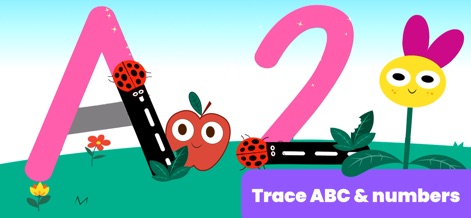 Hospital Games for Kids - Engage with early education fundamentals, featuring vibrant tracing guides for letters and numbers alongside friendly ladybug characters.