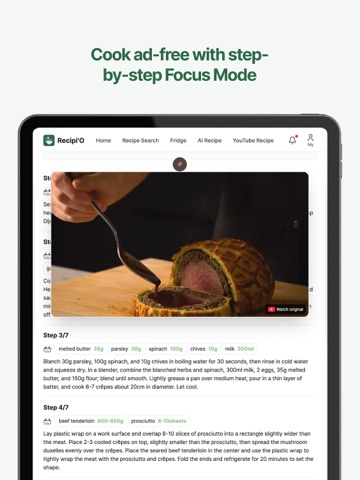 Recipio - Video to Recipe AI iPad screenshot