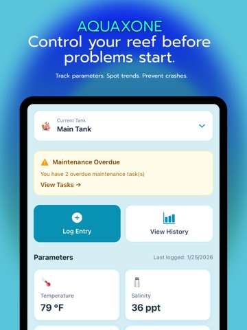AquaXOne: Reef & Aquarium Log iPad screenshot