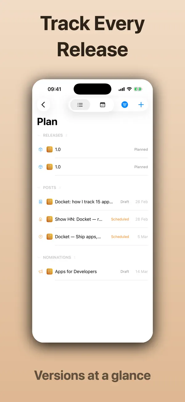 #6. Docket - Dev Release Tracker (iOS) Ved: Drobinin Limited