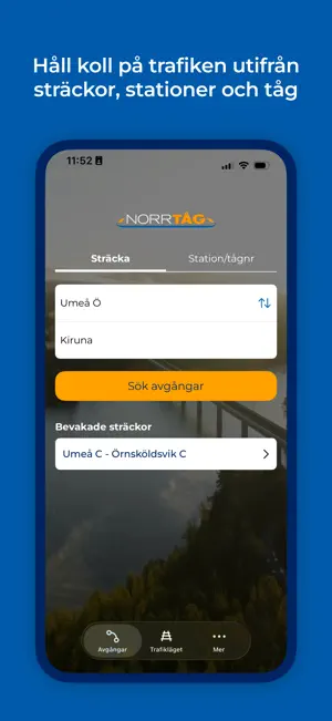 Norrtåg Trafikinformation screenshot 1