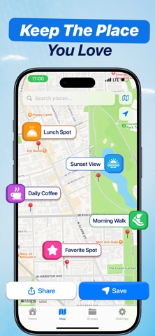 Pinny: Save Places & Routes iPhone screenshot