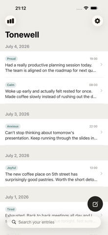 Tonewell: Feelings Journal iPhone screenshot