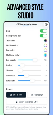 Offline AI Auto Captions iPhone screenshot