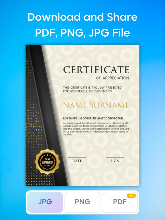 Certificate Maker - eCards iPad screenshot 7 - Productivity app