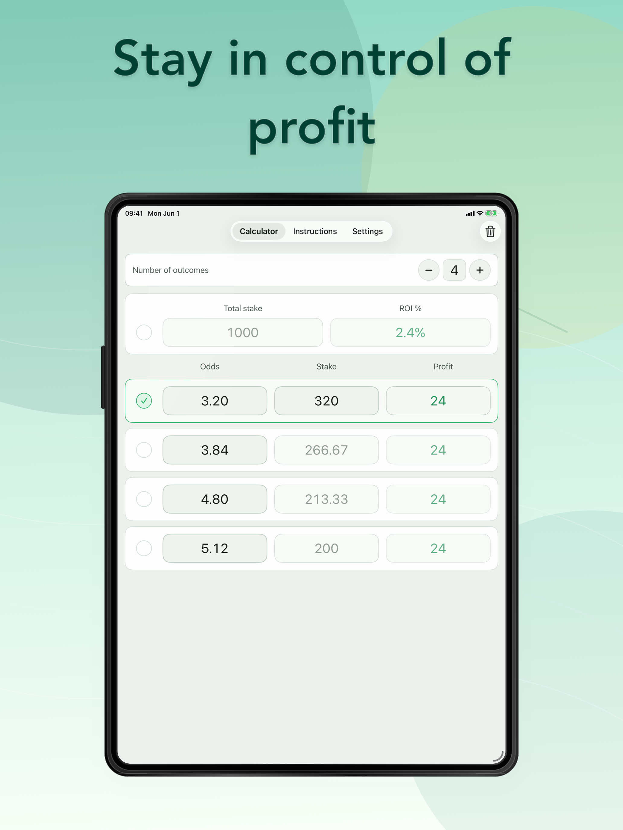 Surebet Stake Calculator
