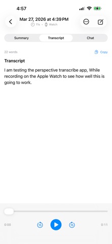 Perspective Transcribe iPhone screenshot