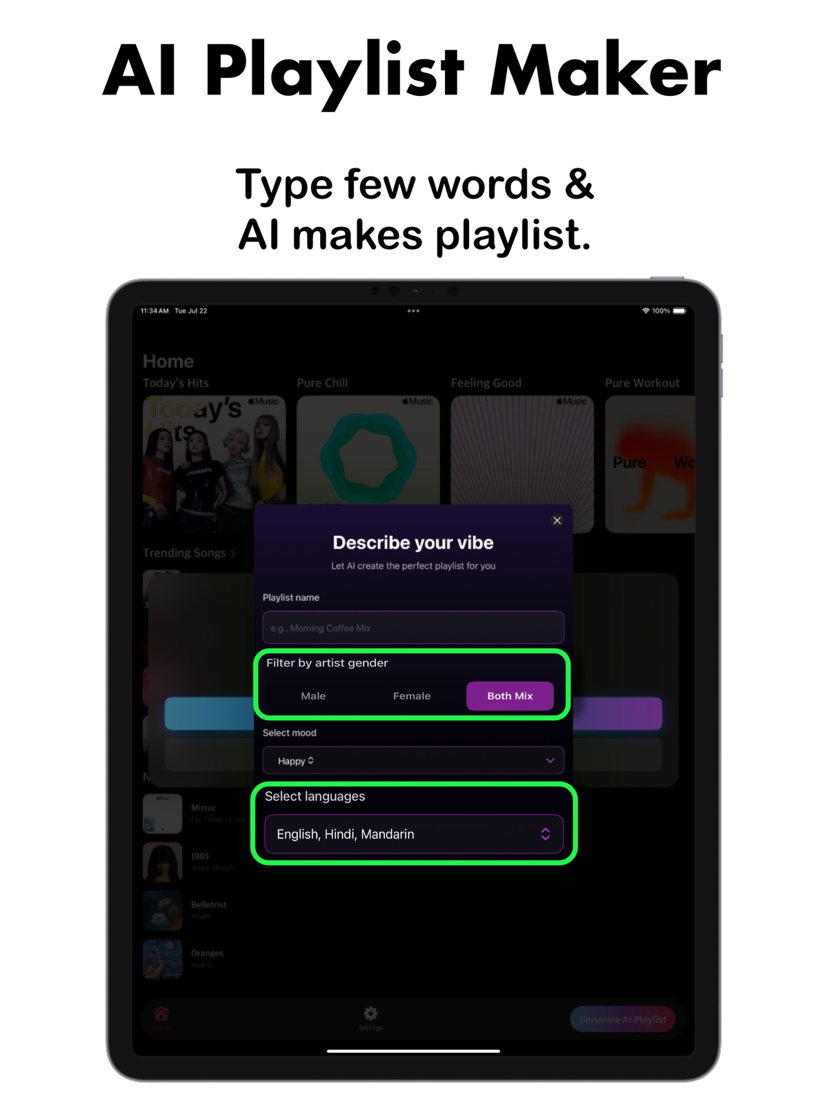 Music Playlist Maker, Transfer ipad screenshot 1