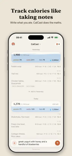 CalCast - Calorie Tracker screenshot 1