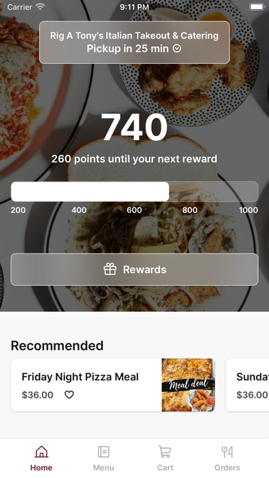 Rig A Tony's Italian Takeout iPhone screenshot 1 - Food & Drink app