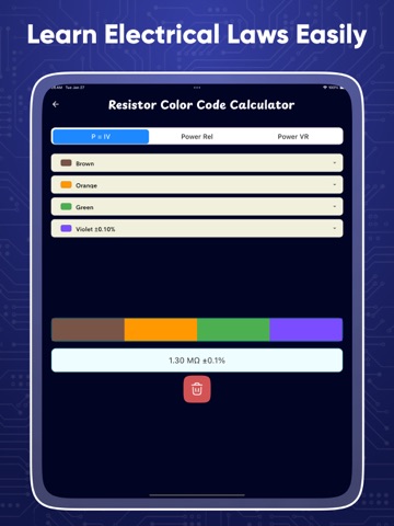 Electric circuit calculator iPad screenshot