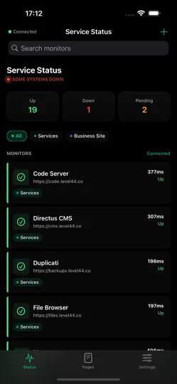 Screenshot von Rivet - Uptime Kuma Manager auf dem iPhone 2