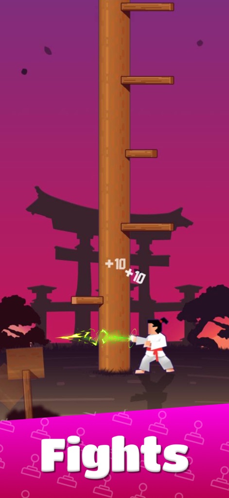 Prizes by GAMEE: Earn Rewards - Discover a martial artist character engaged in combat next to a towering wooden pole with platforms, demonstrating skill-based challenges.