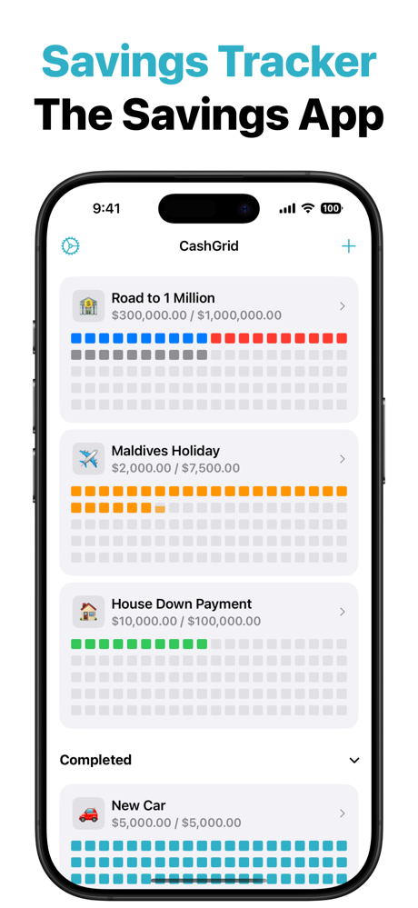 Savings Tracker Goal: CashGrid screenshot 1