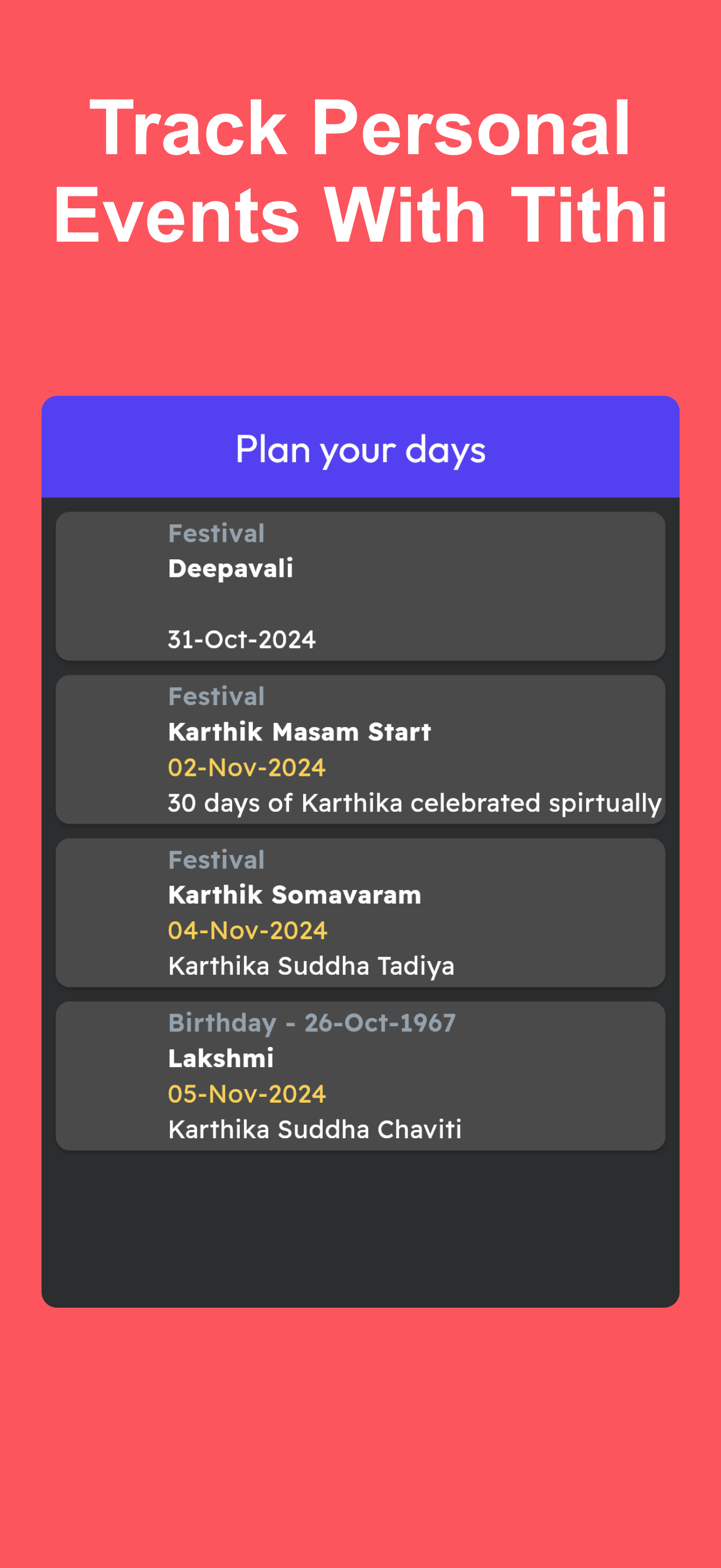 Tithi Tracker, Panchang - 2026