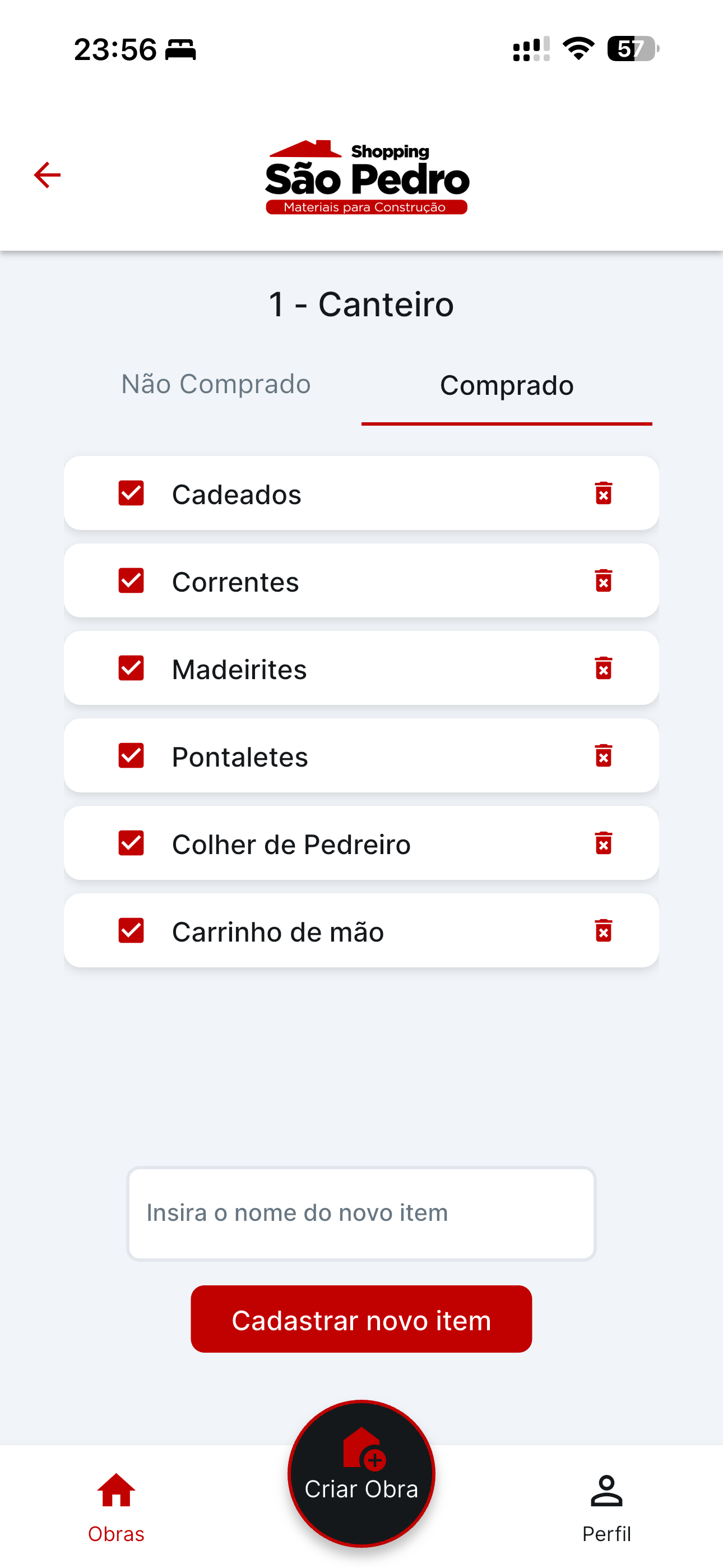 Checklist de Obras - São Pedro