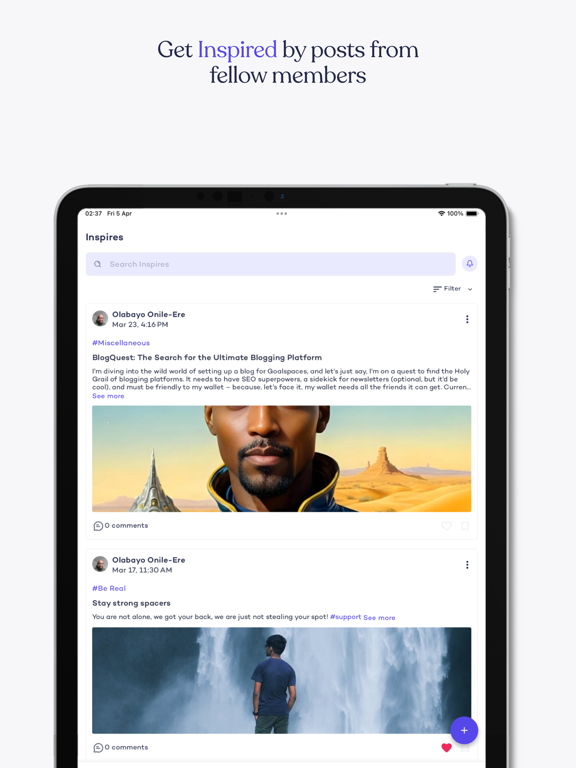 Goalspaces iPad screenshot 7 - Social Networking app