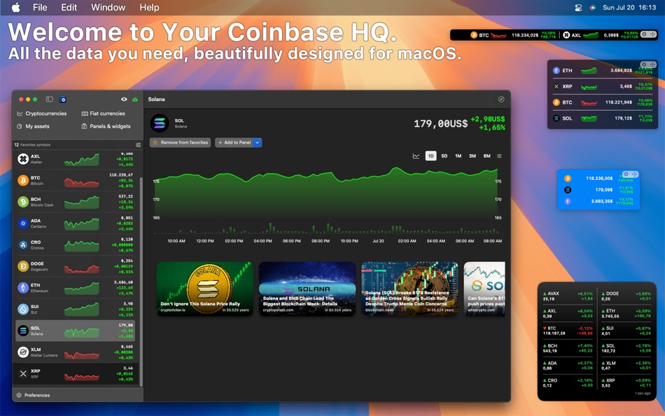 #1. Crypto Widgets for Coinbase (macOS) 由: Wonderlink SL