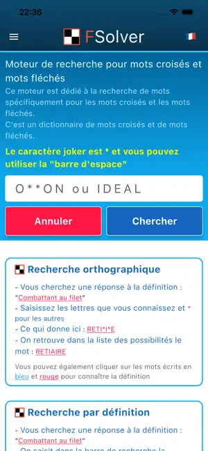 FSolver Solutions Mots Croisés iPhone screenshot 1