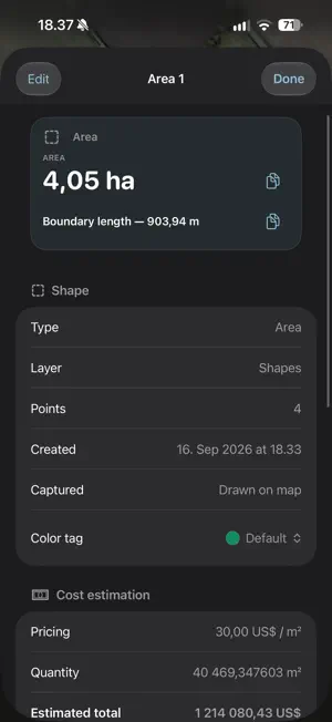 Land Area Measure – TerraTrace screenshot 4
