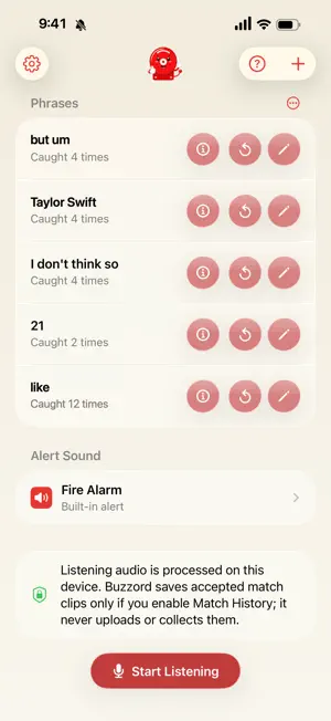 Buzzord: Word Alarm & Counter screenshot 2