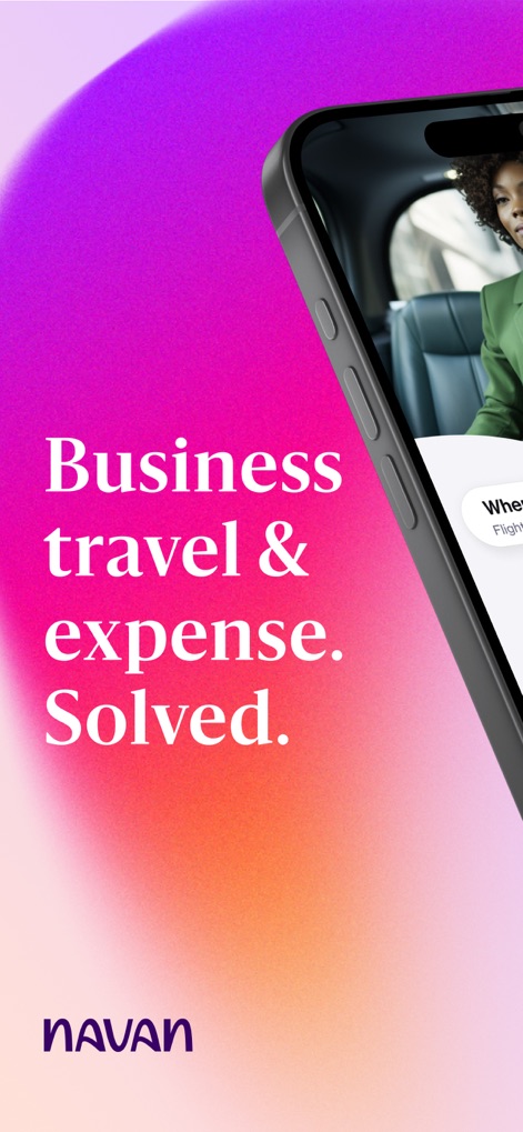 Navan - This screenshot showcases the app's sleek interface and its core value proposition of simplifying business travel and expense.