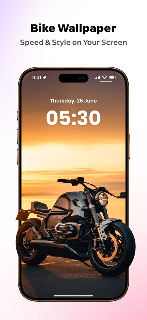Vibewalls - Wallpaper HD & 4K - Este papel de parede de uma motocicleta moderna com design arrojado captura a emoção e o estilo que os entusiastas de motos podem desfrutar.