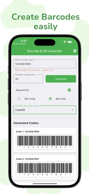 Barcode And QR Generator screenshot 1