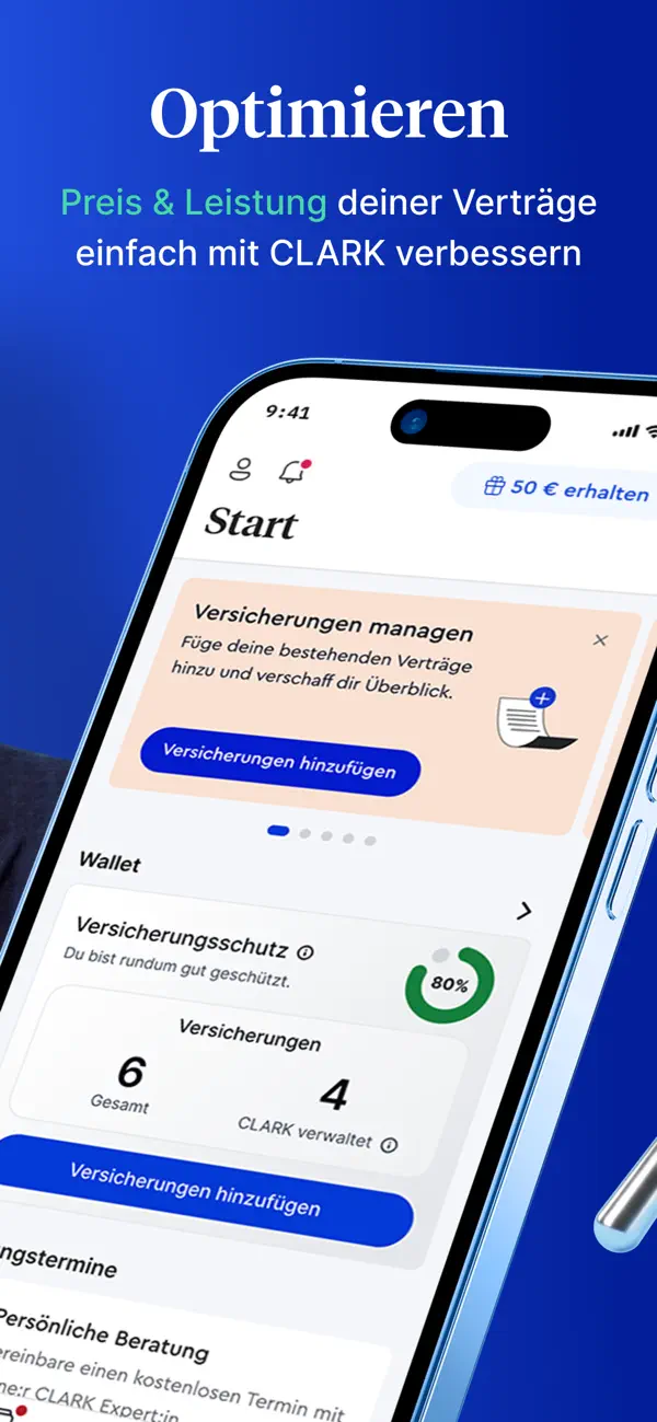 Clark – Versicherungen managen iPhone App Screenshot 2 – Finanzen
