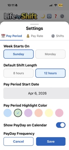 Life by Shift - shift tracker screenshot