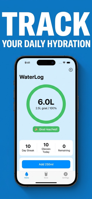 WaterLog: Hydration Tracker Screenshot 1 of 3