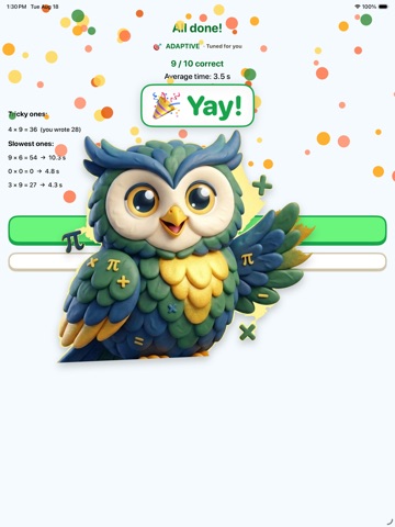 OwlyMath: Math Facts for Kids iPad screenshot