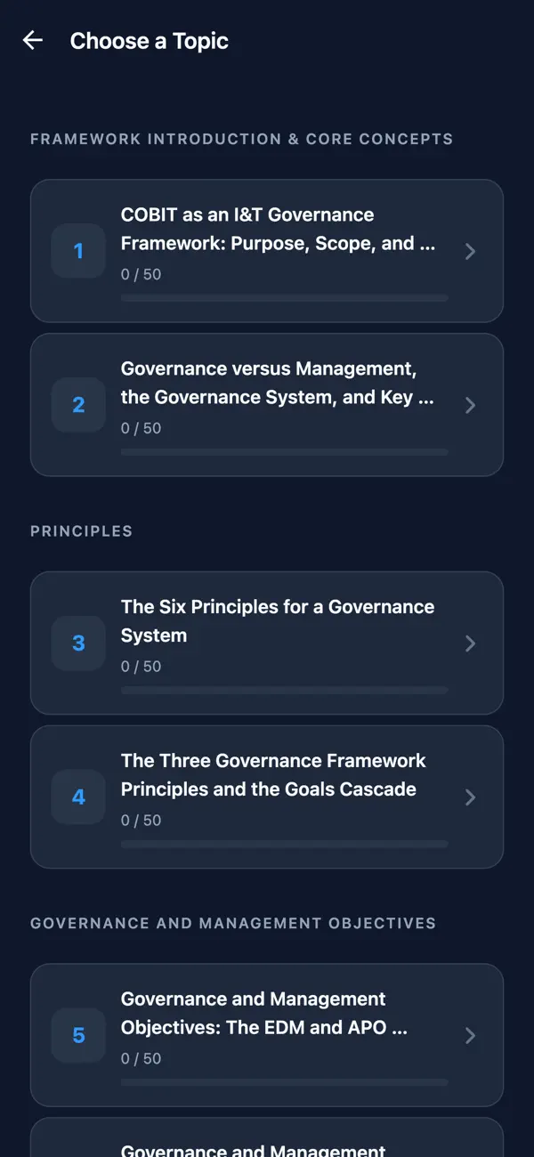 Screenshot #2 pour COBIT 2019 Found Exam Prep