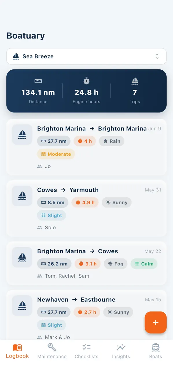 Screenshot #1 pour Boatuary: Carnet Bateau
