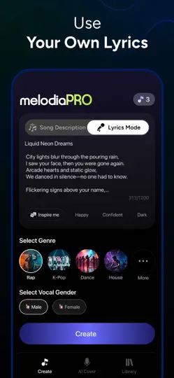 Yapay Zekâ Müzik – Melodia iPhone Ekran Görüntüsü 5