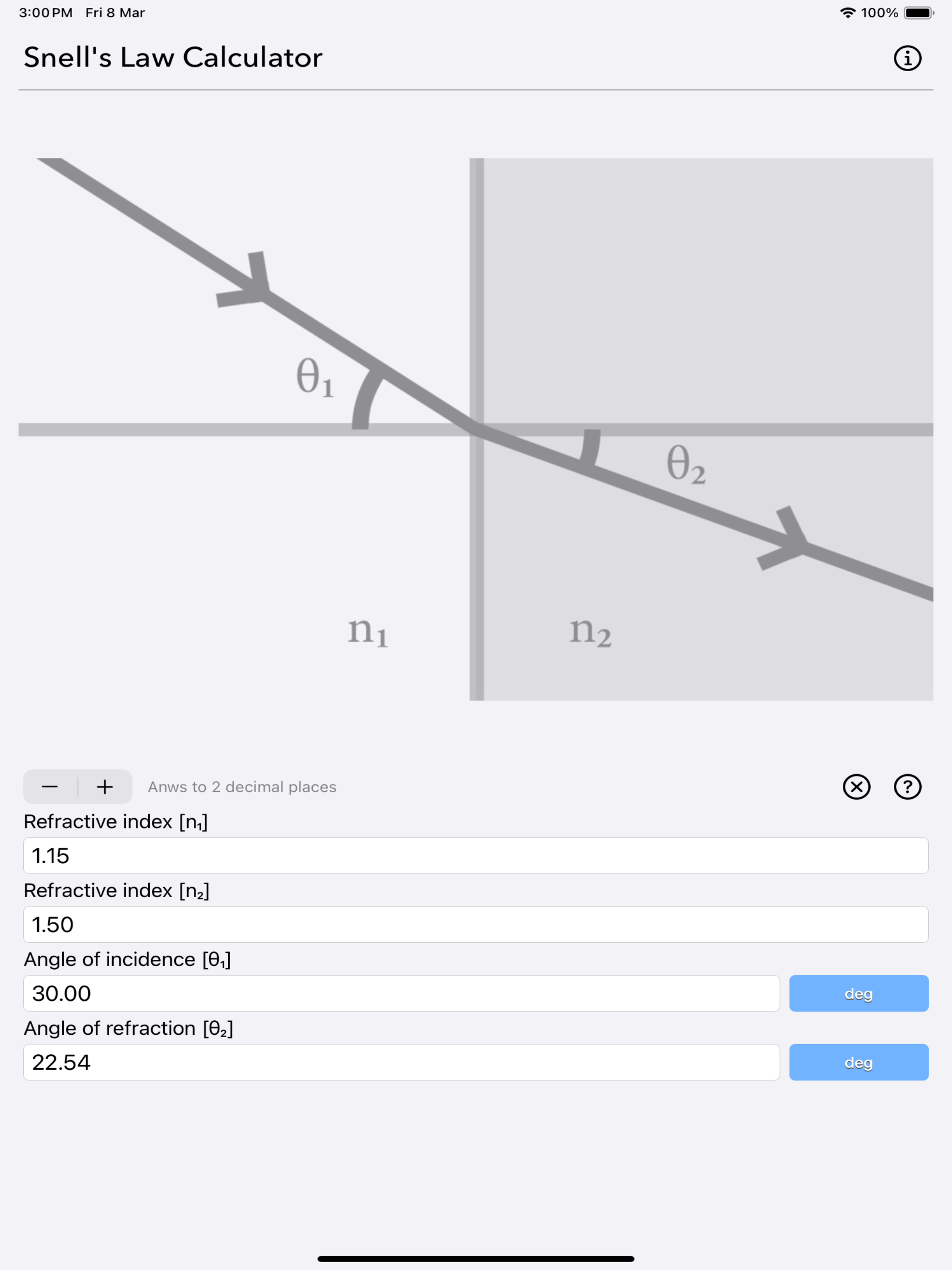 Snell Law Calculator