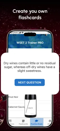 Capture d'écran de WSET 2 Trainer Pro sur iPhone 7