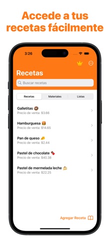 Calcular Costos Recetas iPhone screenshot 1