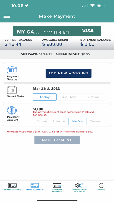 Maui FCU Credit Card Screenshot