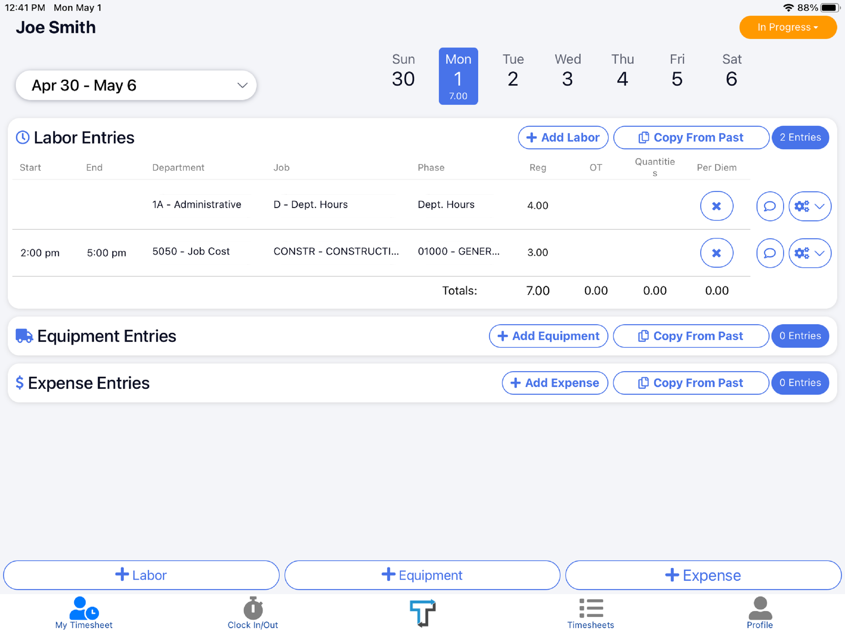 Traqspera Timesheets