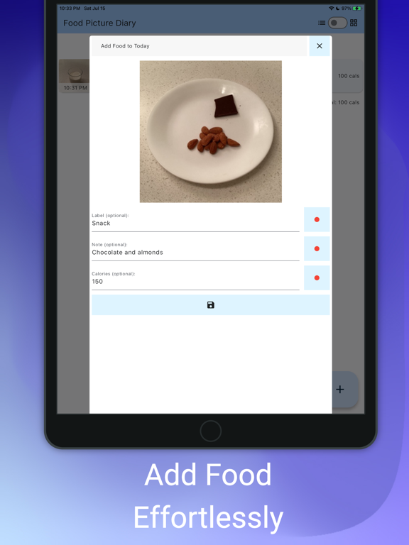 Food Picture Diary iPad screenshot