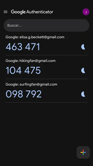 Captura de pantalla de Google Authenticator en iPhone 6