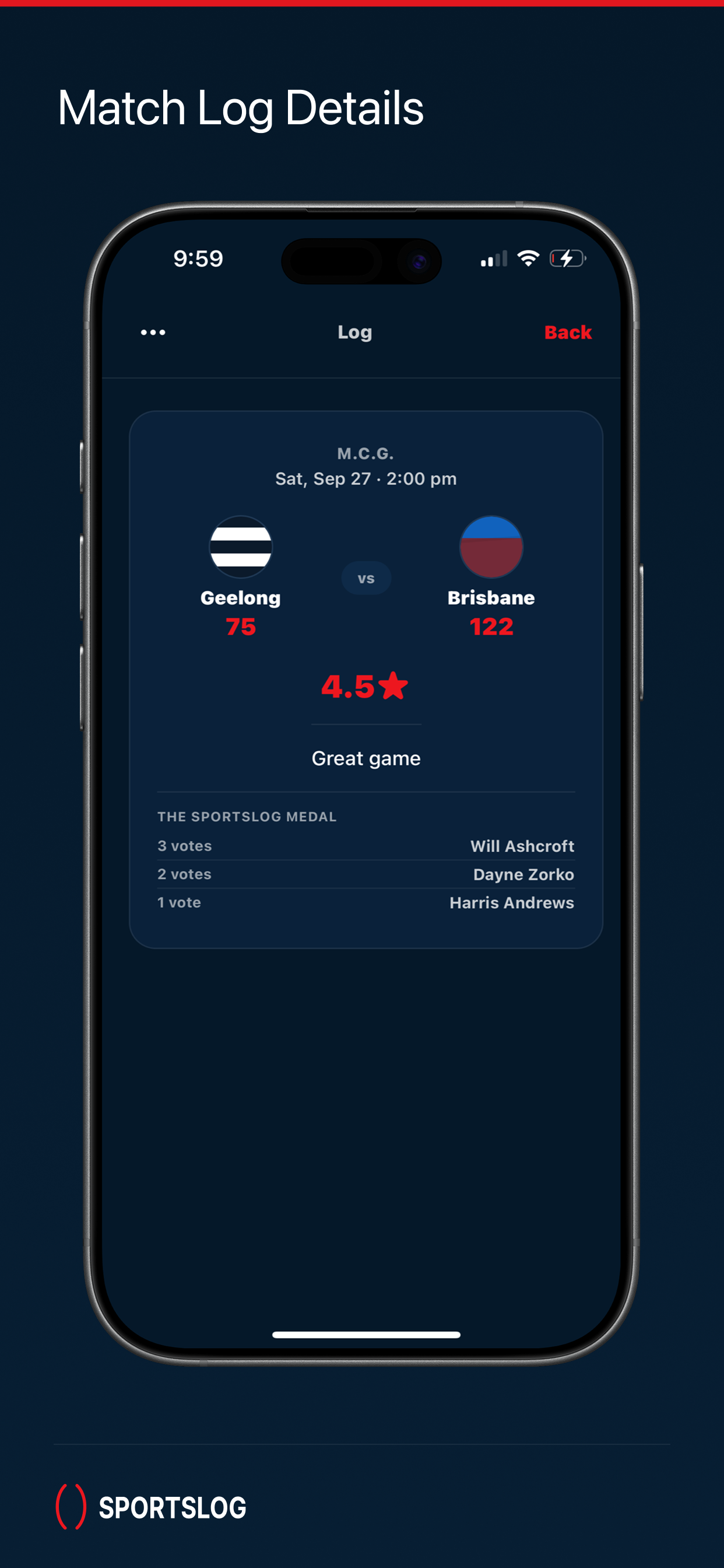 FootyLog screenshot 3